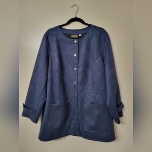 Bob Mackie Wearable Art Navy Faux Suede Jacket